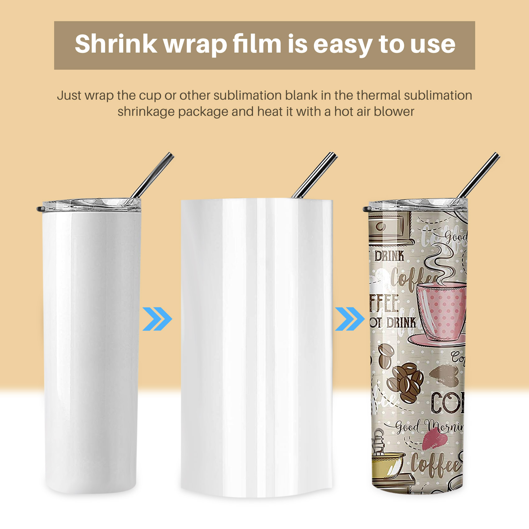 Sublimation Mug White - A19F – 8x12-calowe, białe, termokurczliwe osłonki